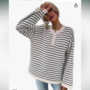 striped pearl button sweater